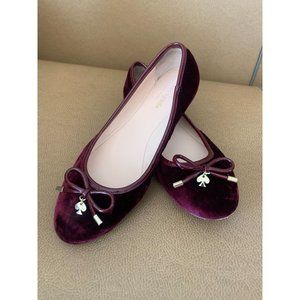 KATE SPADE Burgundy Velvet Ballet Flats Sz 6.5